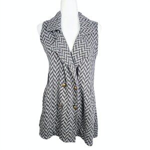 Mike Gonzales Black Grey Nautical Herringbone Long Vest